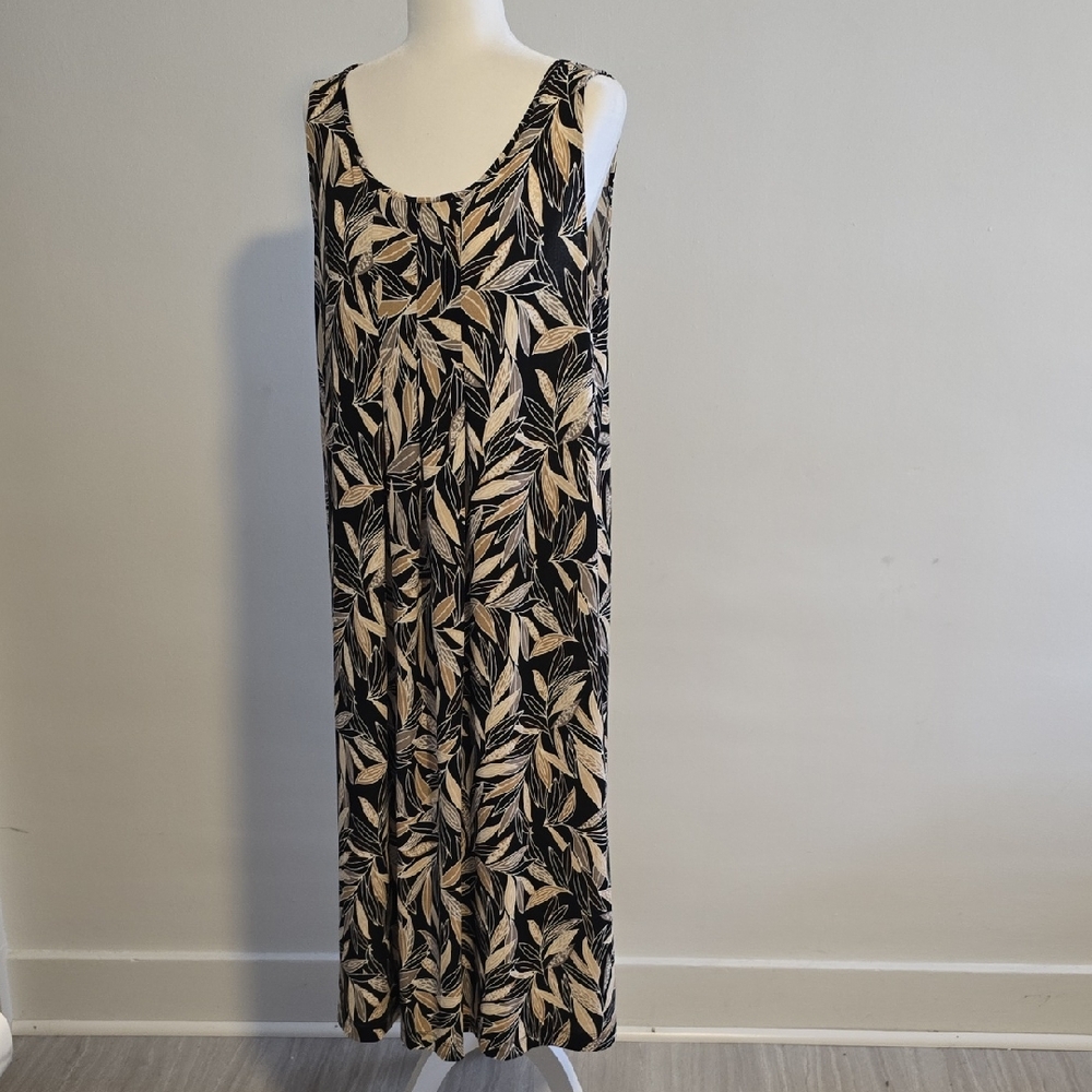 George Black and Cream Leaf Print Maxi Dress